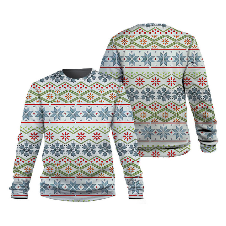 Snowflower Line Christmas Pattern Blue 3D Sweatshirt