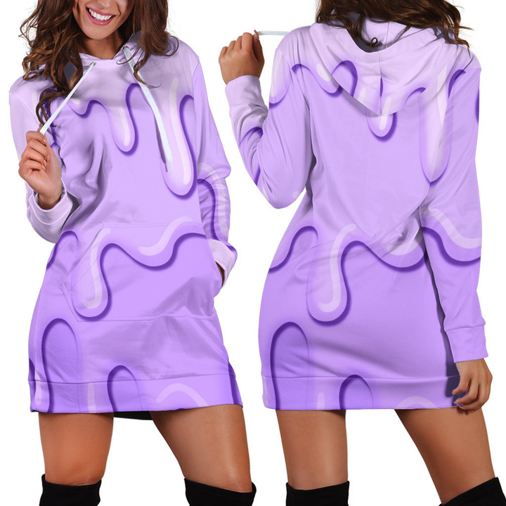 Light Purple And Purple Colorful Dripping Illustration Hoodie Dress 3D