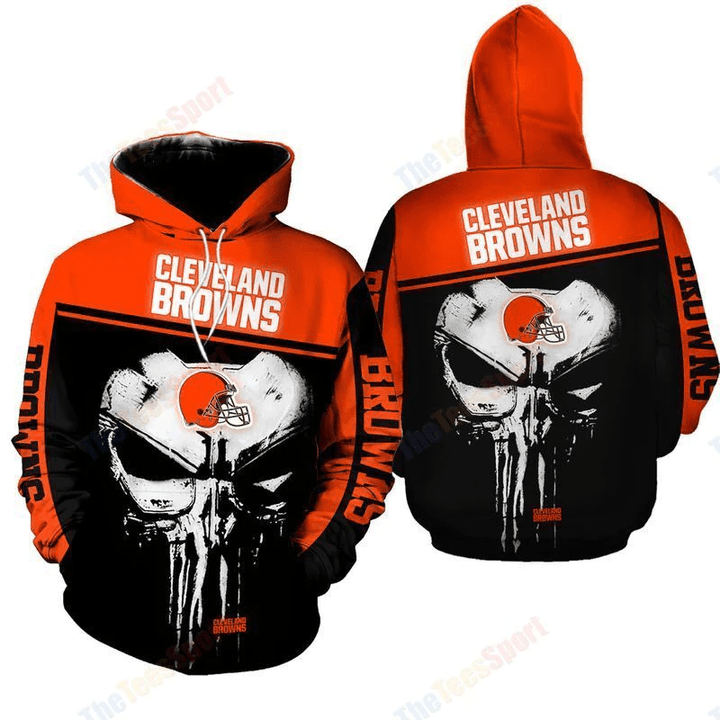 NFL Cleveland Browns Punisher Skull 3d Hoodie New Full All Over Print TNT-01038-AUH