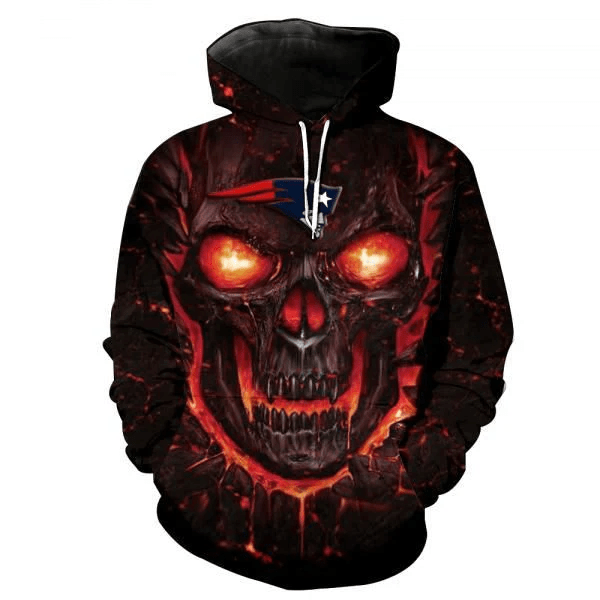 Nfl New England Patriots 3d Hoodie Skull Full Over Print 1203 DS0-08863-AUH