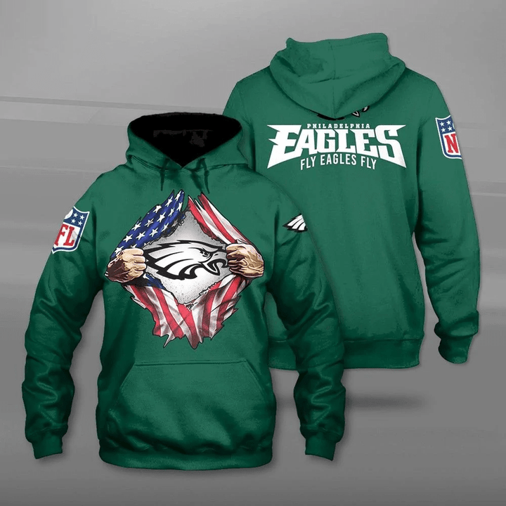 NFL Philadelphia Eagles Patriotic Flag NFL 3D Hoodie Sweatshirt