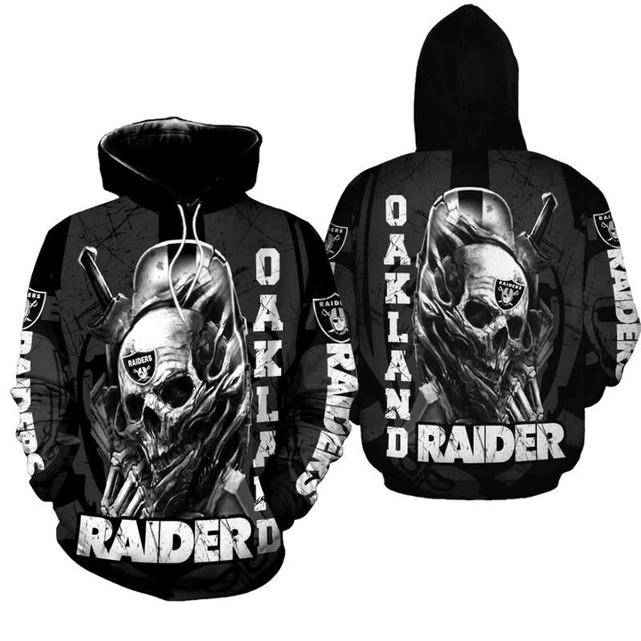 NFL Oakland Raiders Football Skull Warrior Hoodie Custom 3D Graphic All Over Print Hoodie For Men For Women TNT-01022-AUH