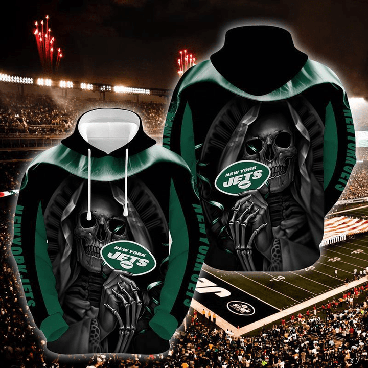 New York Jets Nfl Skull Hold Logo 3D Hoodie Sweatshirt