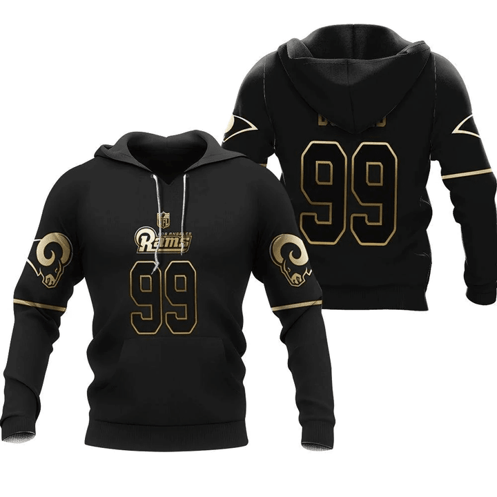 Los Angeles Rams Aaron Donald #99 NFL Great Player Black Golden Edition Vapor Limited Jersey Style Gift For Rams Fans Hoodie