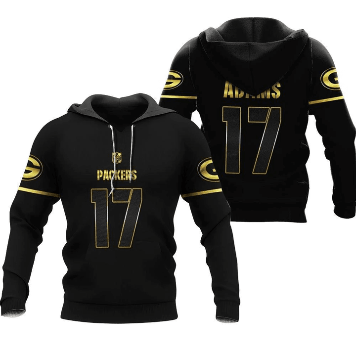 Green Bay Packers Davante Adams #17 NFL Team Logo Black Golden Edition Vapor Limited Jersey Style Gift For Packers Fans Hoodie