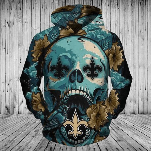 NFL New Orleans Saints 3d Skull Flower Hoodie Hoodie Apparel DS0-05355-AUH
