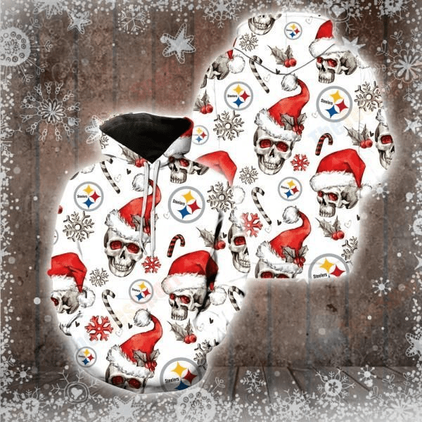 NFL Pittsburgh Steelers Christmas Skull 3d Hoodie New Full Over Print V1380 DS0-04578-AUH