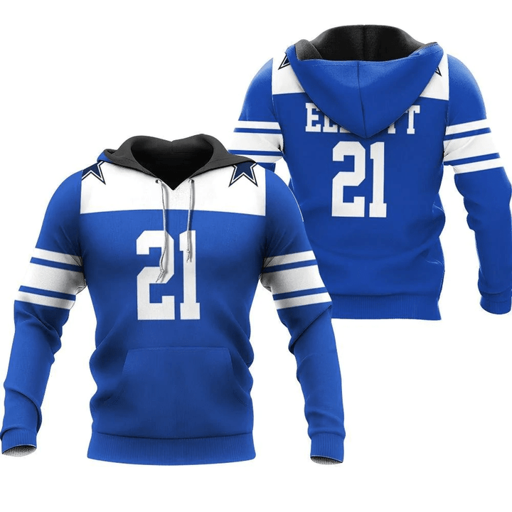 Dallas Cowboys Ezekiel Elliott #21 NFL American Football Dak Royal Rivalry Throwback 3D Designed Allover Gift For Cowboys Fans Hoodie