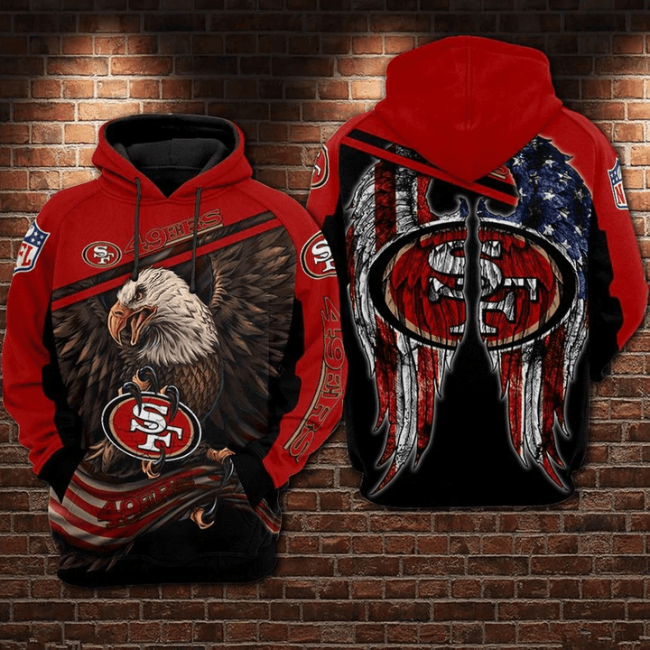 NFL San Francisco 49Ers Patriotic Flagged Eagle 3D Hoodie Sweatshirt