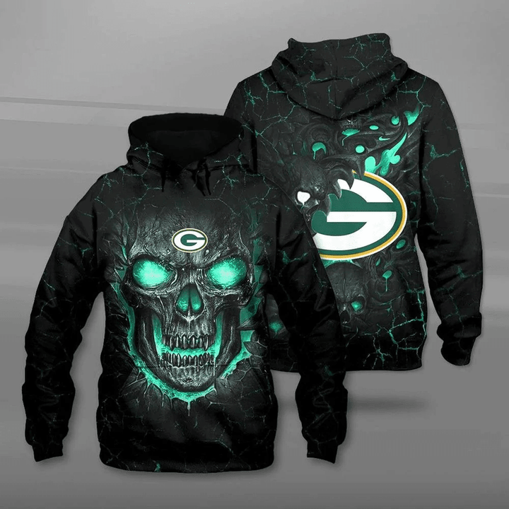 NFL Green Bay Packers Big Frey Skull 3D Hoodie Sweatshirt