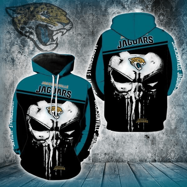 NFL Jacksonville Jaguars Punisher Skull 3d Hoodie New Full All Over Print V1433 DS0-02772-AUH