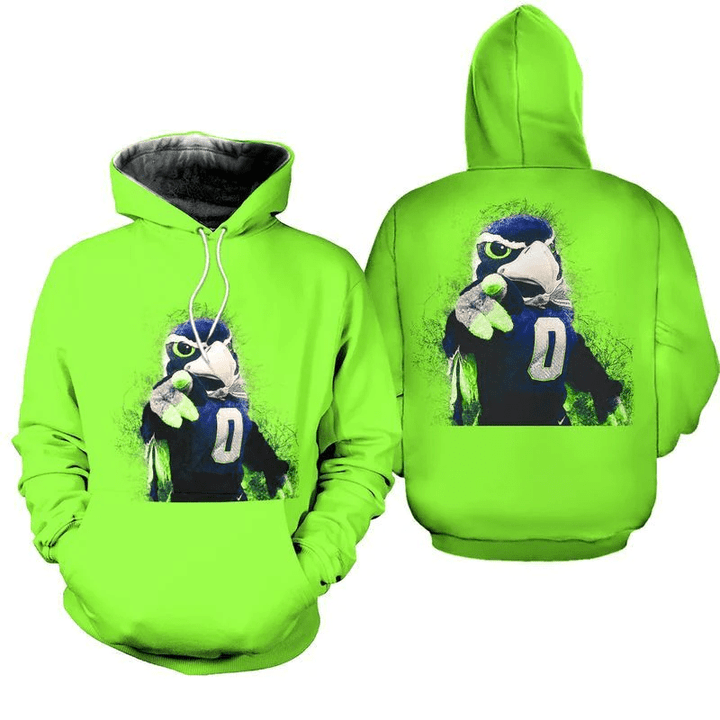 NFL Seattle Seahawks Blitz Mascot 3D Hoodie Hoodie Apparel TNT-00454-AUH