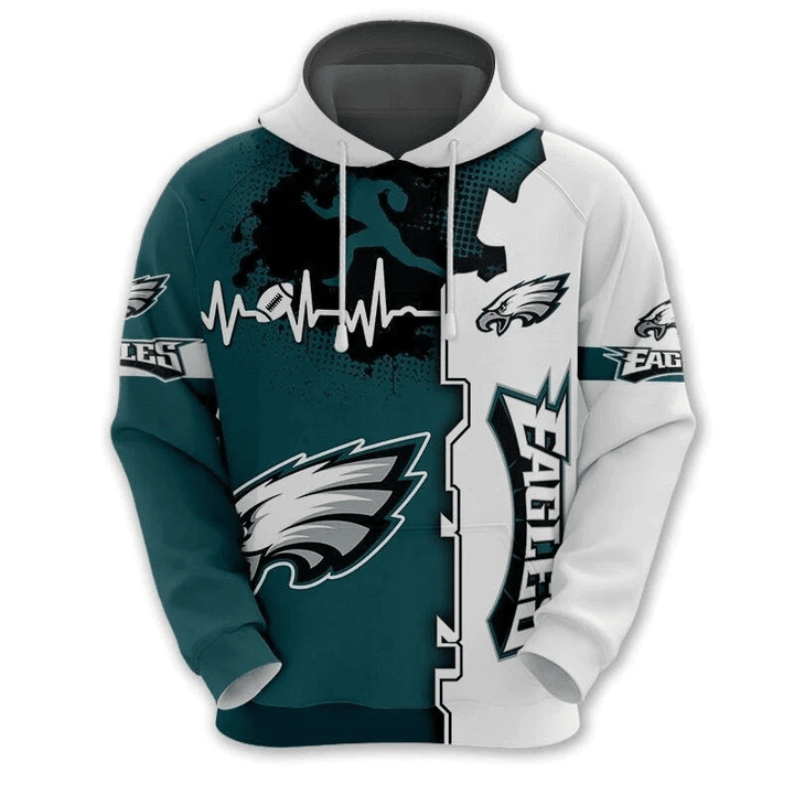 Philadelphia Eagles Hoodie Graphic Heart Ecg Line - NFL