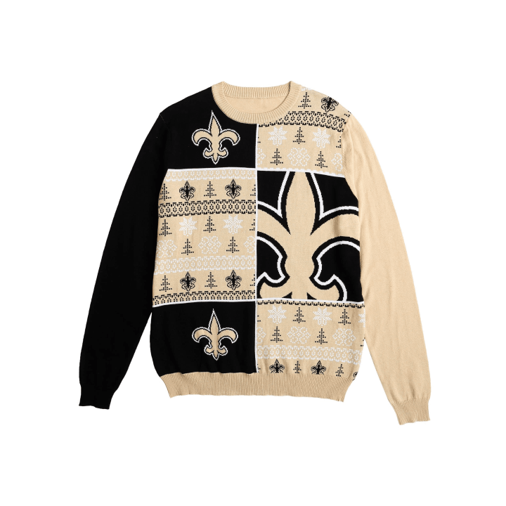 New Orleans Saints NFL Mens Busy Block Snowfall Sweater