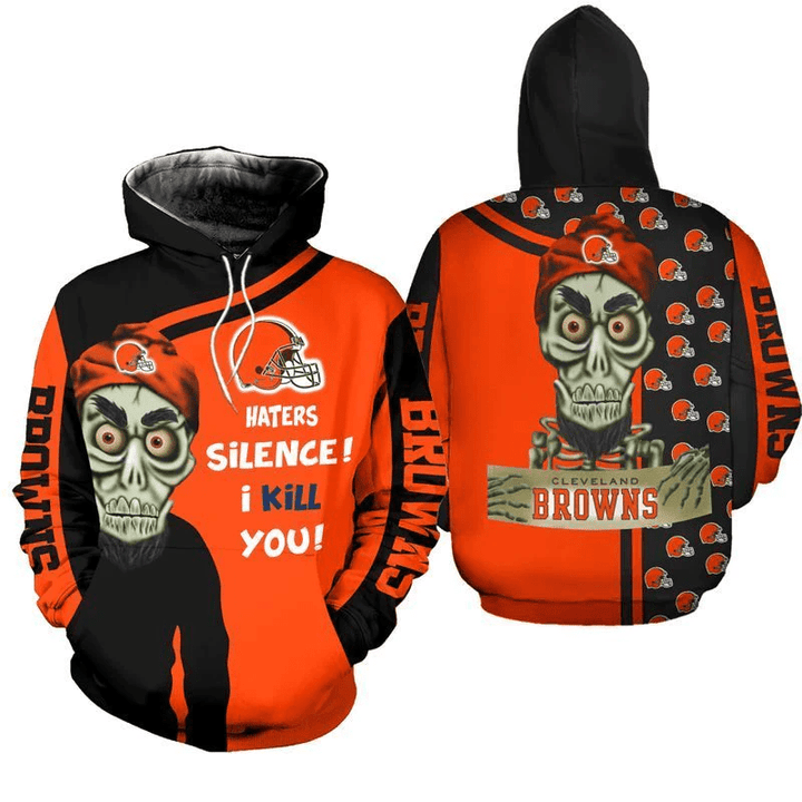 NFL Cleveland Browns Achmed Skull 3D Hoodie Full All Over Print TNT-00579-AUH