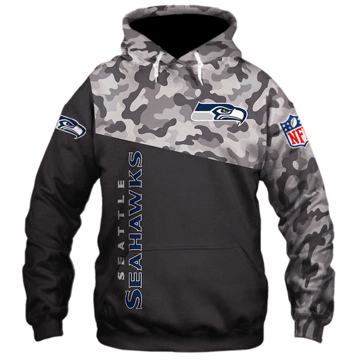 Seattle Seahawks Military Hoodies Sweatshirt Long Sleeve New Season - NFL