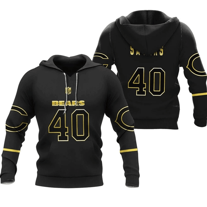 Chicago Bears Gale Sayers #40 Great Player NFL Black Golden Edition Vapor Limited Jersey Style Custom Gift For Bears Fans Hoodie