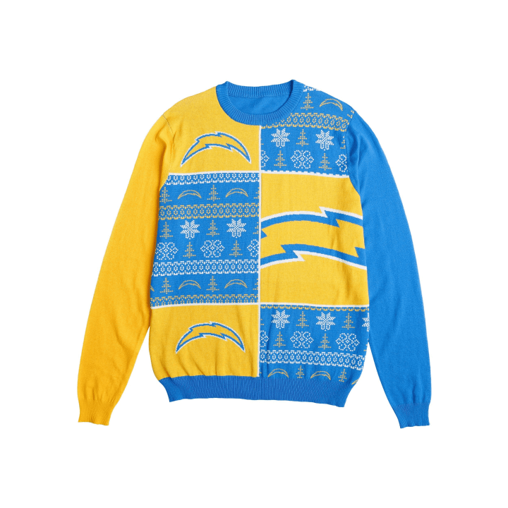 Los Angeles Chargers NFL Mens Busy Block Snowfall Sweater