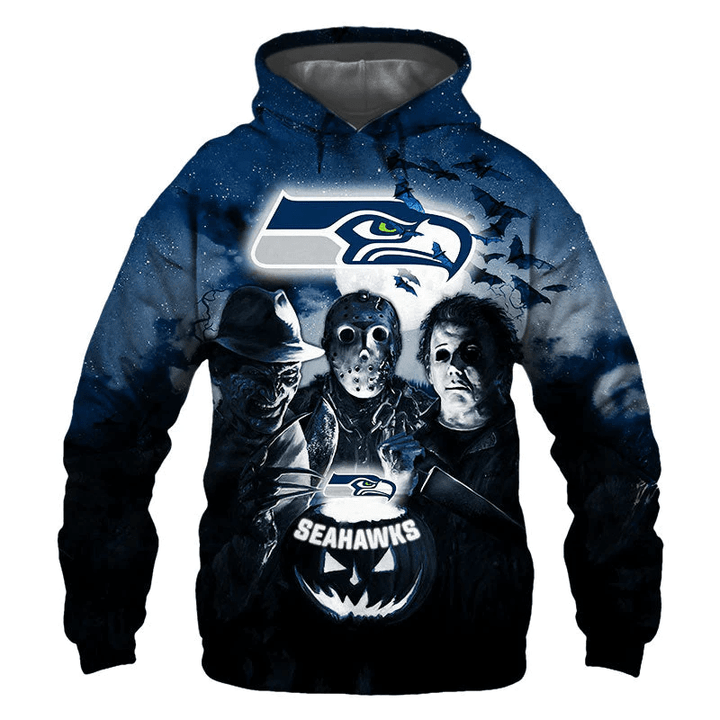 Seattle Seahawks Hoodie Halloween Horror Night Gift For Fans - NFL
