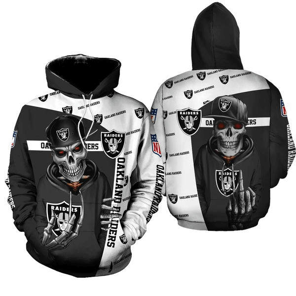 NFL Oakland Raiders Hip Hop Skull 3d Hoodie For Men For Women All Over Printed Hoodie TNT-06346-AUH