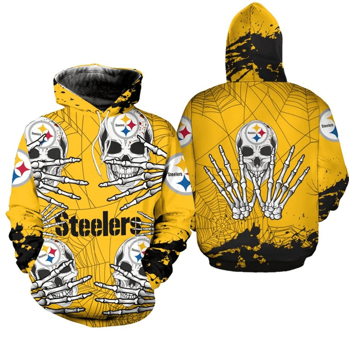 Pittsburgh Steelers Hoodie Skull For Halloween Graphic - NFL