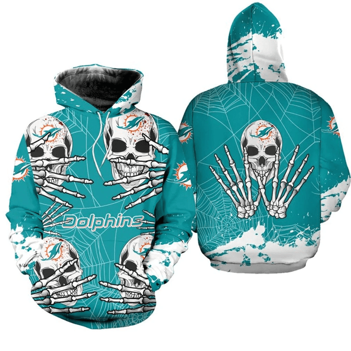 Miami Dolphins Hoodie Skull For Halloween Graphic - NFL