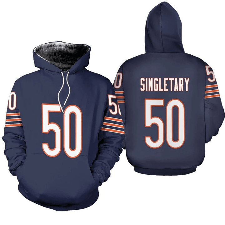 Chicago Bears Mike Singletary #50 Great Player NFL American Football Team Legacy Vintage Navy 3D Designed Allover Gift For Bears Fans Hoodie