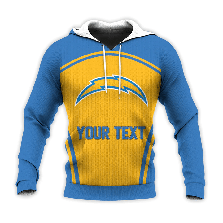 Custom Name Los Angeles Chargers Curve Style Sport Print 3D Hoodie