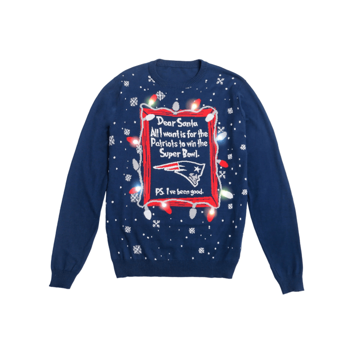 New England Patriots NFL Mens Dear Santa Light Up Sweater