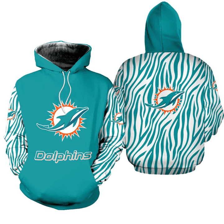 NFL Miami Dolphins Hoodie Stripe Pattern All Over Print