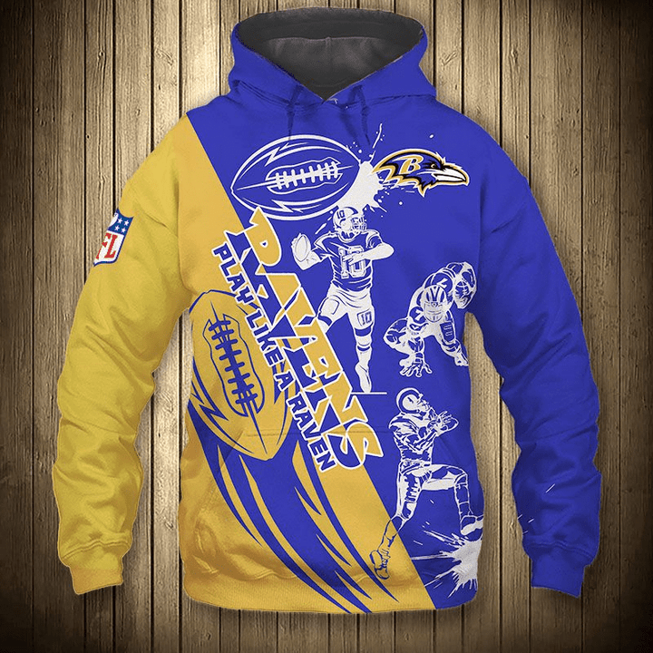 Baltimore Ravens Hoodie Cartoon Player Custom Sweatshirt - NFL