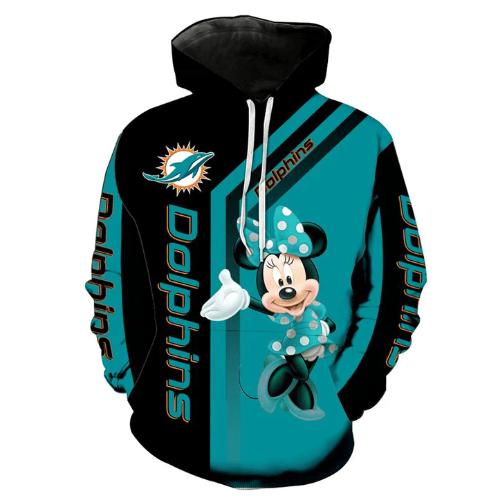 NFL Miami Dolphins Hoodie With Minnie Over Print Full 3D