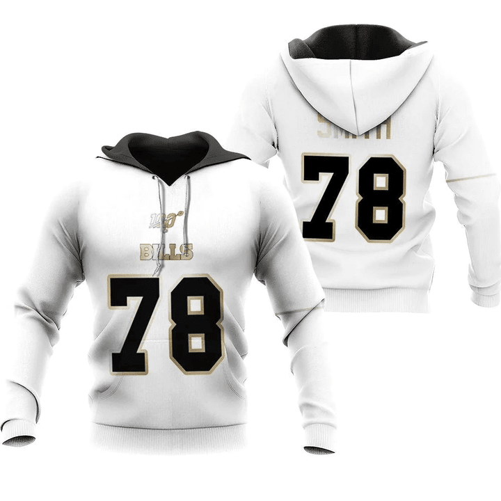 Buffalo Bills Bruce Smith #78 NFL White 100th Season Golden Edition Jersey Style Gift For Bills Fans Hoodie