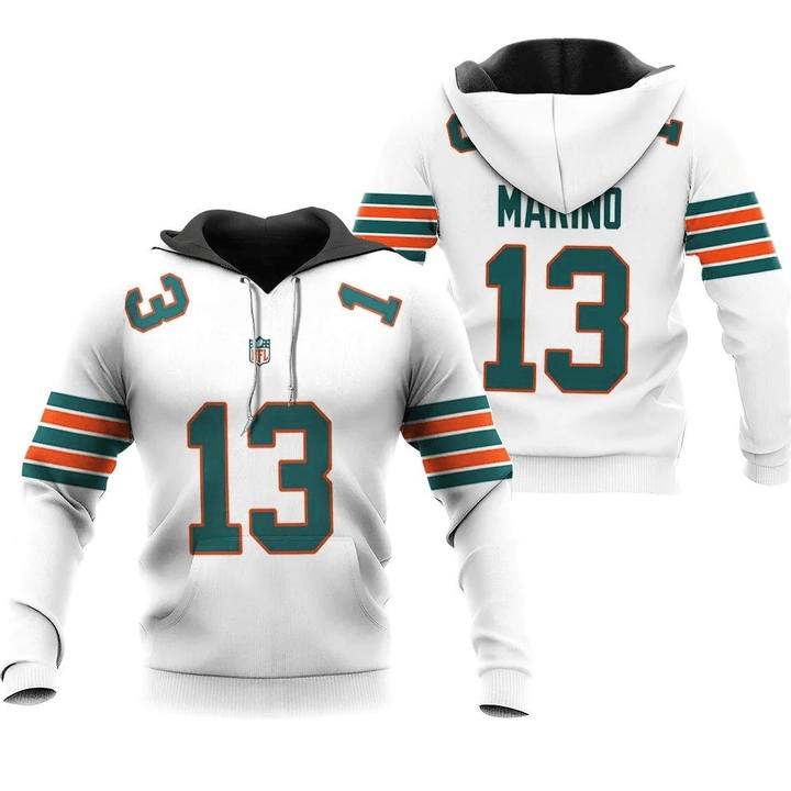 Miami Dolphins Dan Marino #13 NFL American Football White 2019 Alternate Game 3D Designed Allover Custom Gift For Dolphins Fans Hoodie