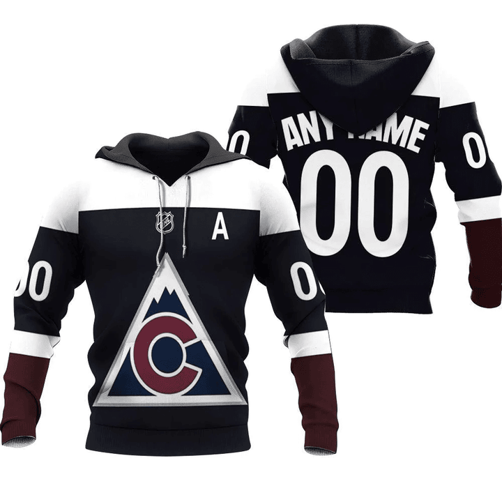 Colorado Avalanche NFL Ice Hockey Logo Team 2020 Navy Jersey 3D Designed Allover Custom Gift For Avalanche Fans Hoodie