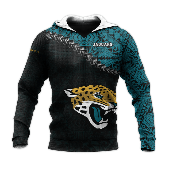 Jacksonville Jaguars Hoodie Grunge Polynesian Tattoo - NFL