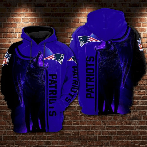 New England Patriots Nfl Football Night Wolf 3D Hoodie Zip Sweatshirt Custom Full personalize Personalized Trending Gift