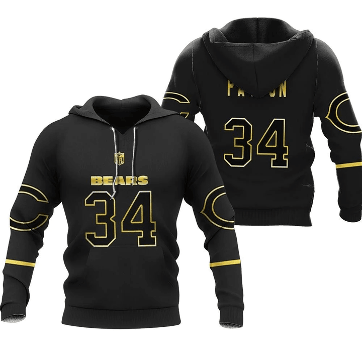 Chicago Bears Walter Payton #34 Great Player NFL Black Golden Edition Vapor Limited Jersey Style Custom Gift For Bears Fans Hoodie