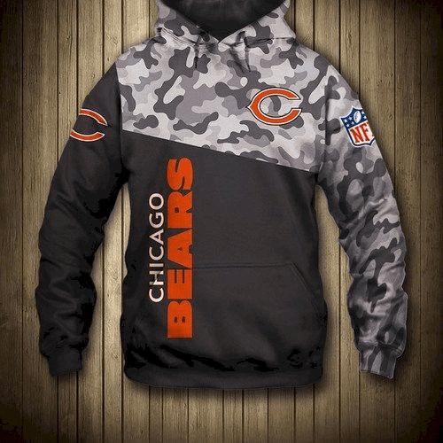 Chicago Bears NFL Camo 3D Hoodie Sweatshirt Zip