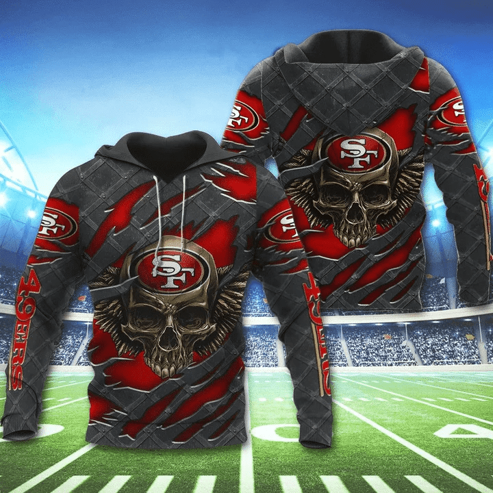 3D Skull San Francisco 49ers Hoodies Cheap