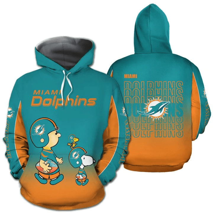 NFL Miami Dolphins Hoodie American Football Team The Snoopy Show Custom Name 3D