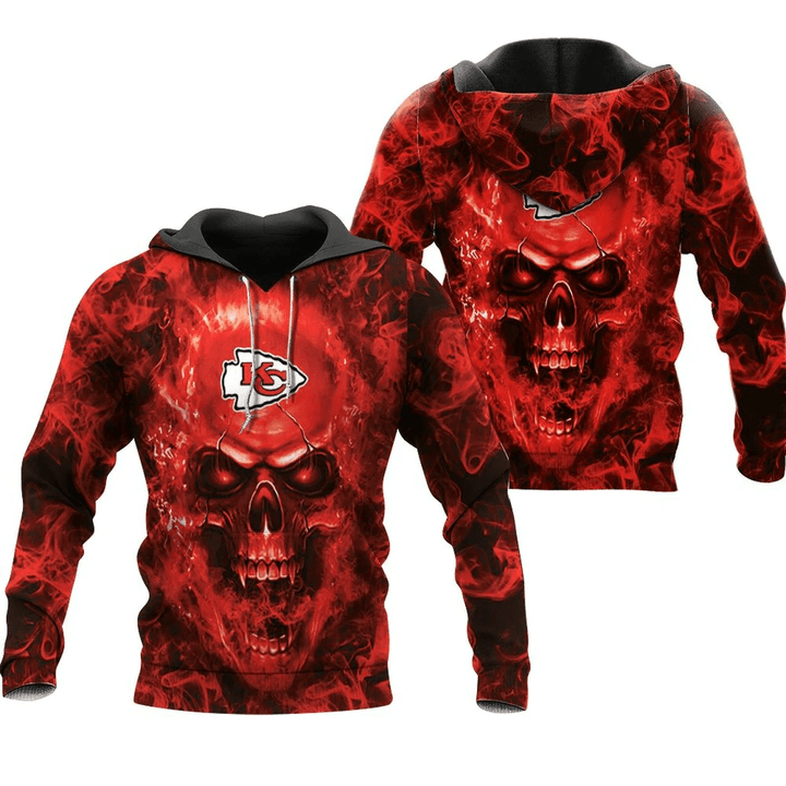 Kansas City Chiefs Nfl Fan Skull 3D Hoodie Sweater Tshirt Model 3580