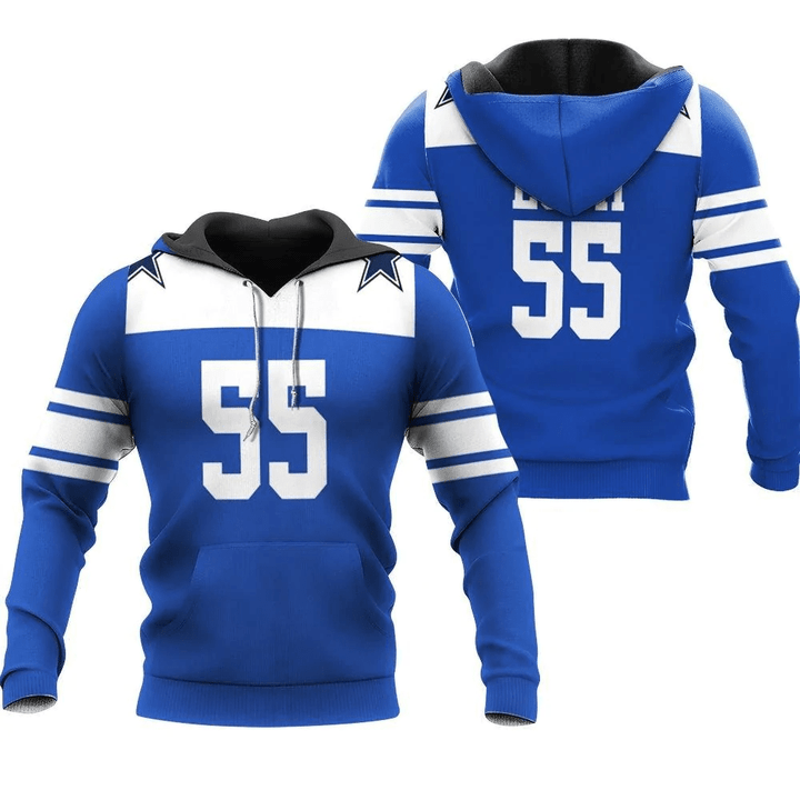 Dallas Cowboys Leighton Vander Esch #55 NFL American Football Dak Royal Rivalry Throwback 3D Designed Allover Gift For Cowboys Fans Hoodie