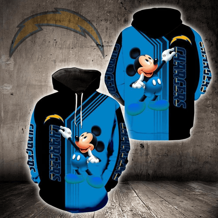 NFL Los Angeles Chargers Mickey Limited Full Printed 3D Hoodie