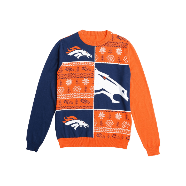 Denver Broncos NFL Mens Busy Block Snowfall Sweater