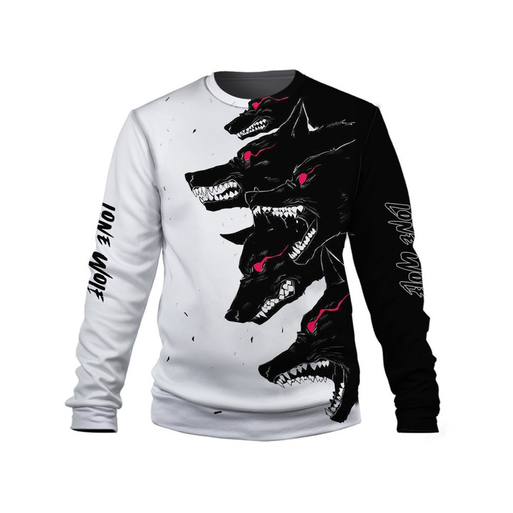 Lone Wolfs Art In Black And White Color 3D Sweatshirt