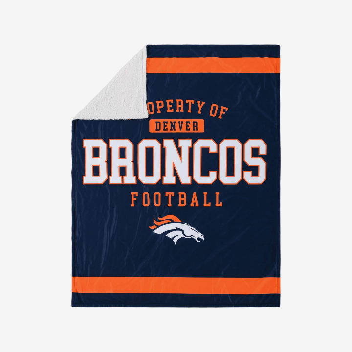 Denver Broncos Team Property Sherpa Plush Throw Blanket