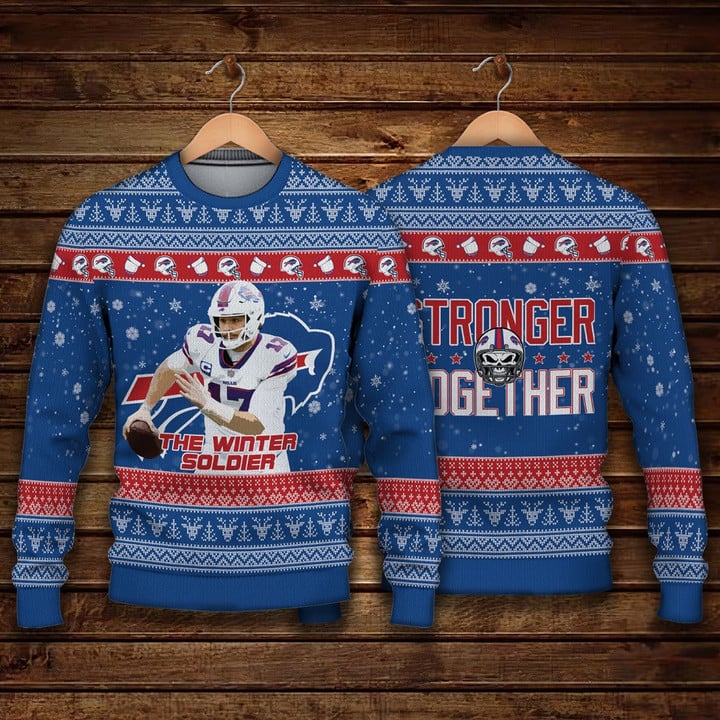 Josh Allen The Winter Soldier Stronger Together NFL Print Christmas Sweater