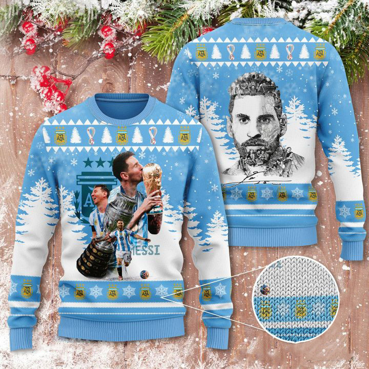 Lionel Messi Argentina Football Wins FiFa World Cup Qatar 2022 Christmas Sweater