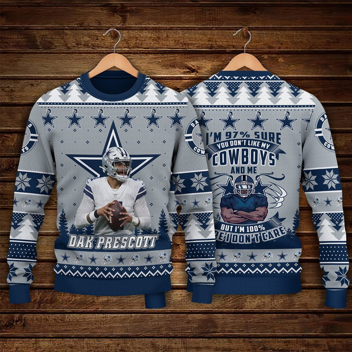 Dak Prescott Dallas Cowboys Do Not Like My Cowboys I Do Not Care NFL Print Christmas Sweater